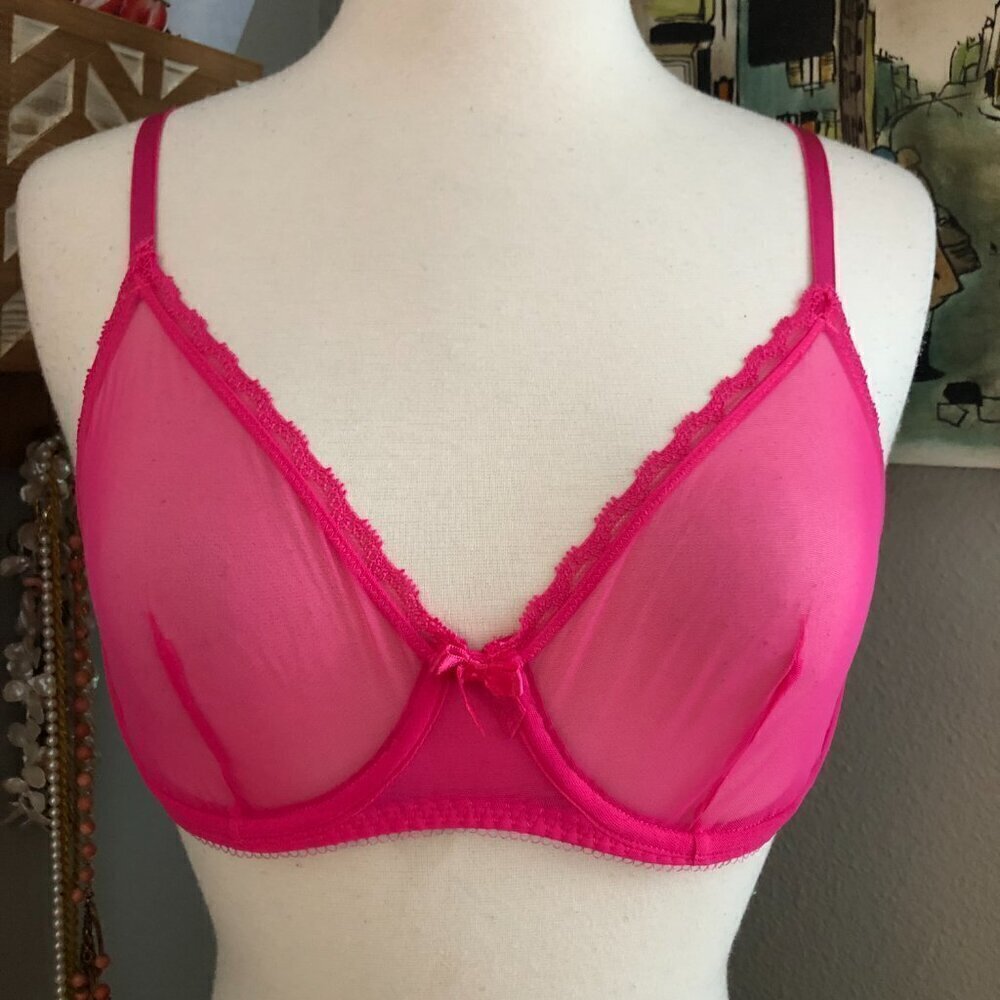 Savage X Fenty Pink Sheer Mesh Underwire Bra 34C Light Romance Feminine NEW